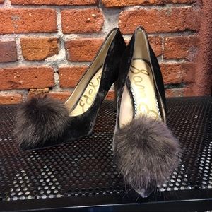Sam Edelman Brown Velvet Pumps with Pom Pom